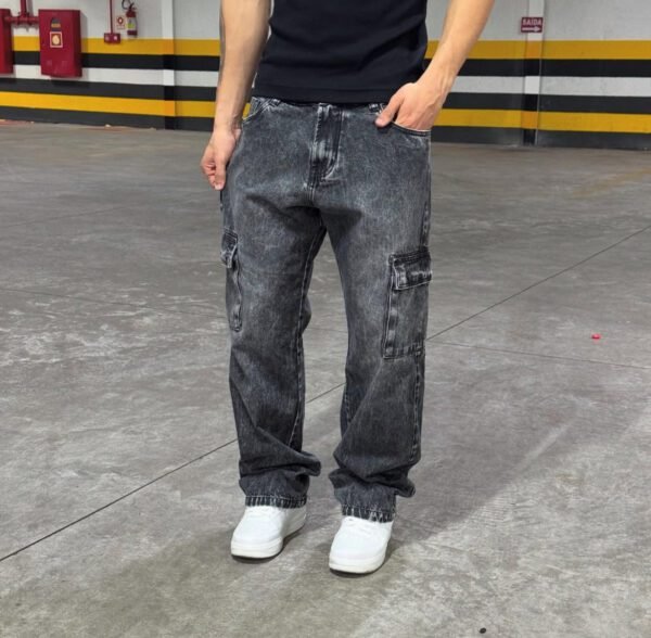 Calça cargo stoned black