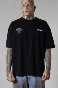 Camiseta Preta Approve oversized streetwear masculina
