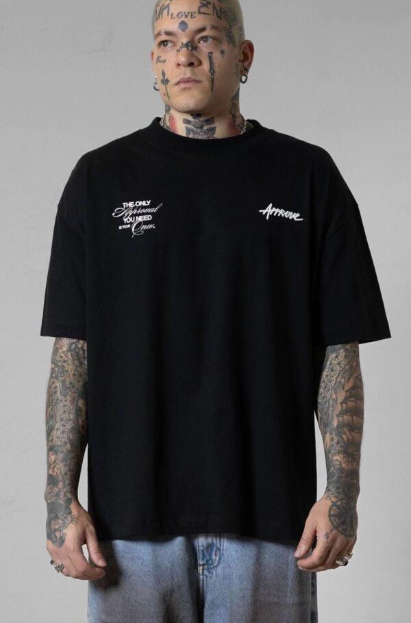 Camiseta Preta Approve oversized streetwear masculina