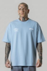 Camiseta Azul Claro Approve Oversized Streetwear Masculina