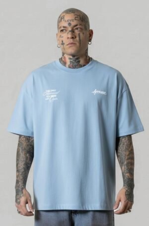 Camiseta Azul Claro Approve Oversized Streetwear Masculina