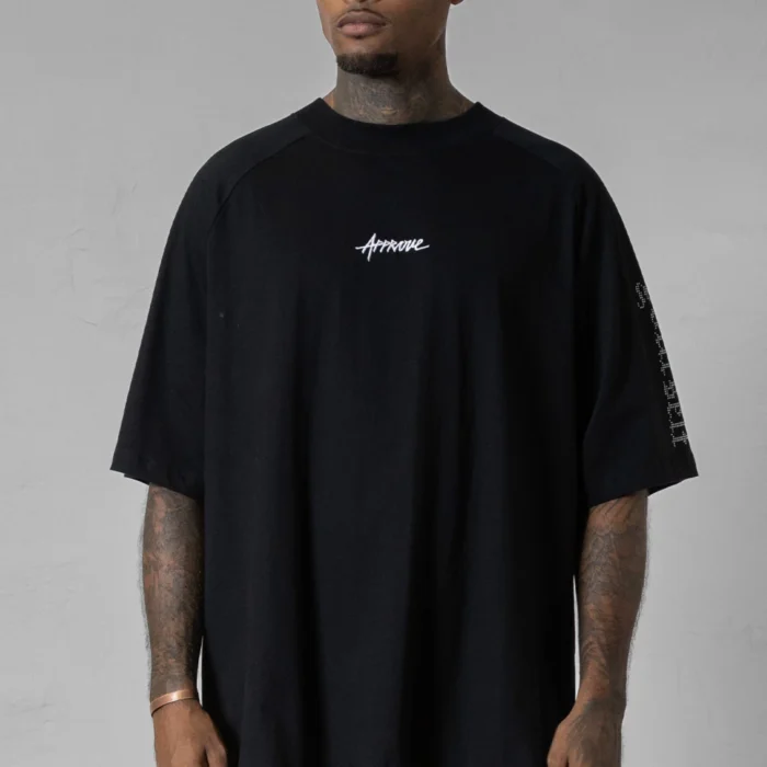 Camiseta Preta Approve Oversized Streetwear Masculina