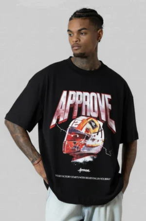 Camiseta Preta Approve Oversized Streetwear Masculina