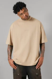 Camiseta Bege Approve Oversized Streetwear Masculina 