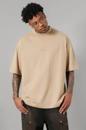 Camiseta Bege Approve Oversized Streetwear Masculina