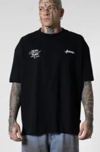 Camiseta Preta Approve oversized streetwear masculina 