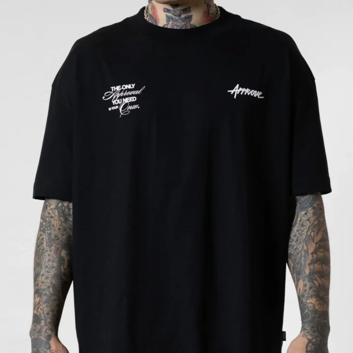 Camiseta Preta Approve oversized streetwear masculina