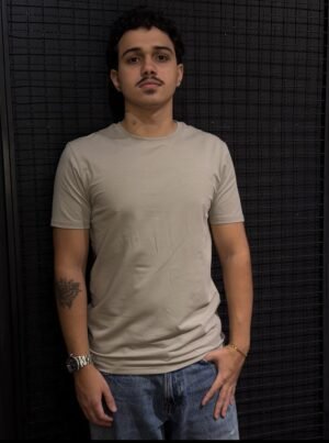 Camiseta Padrão Zara Masculina Cinza Gelo Camiseta Cinza Gelo Padrão Zara Masculina
