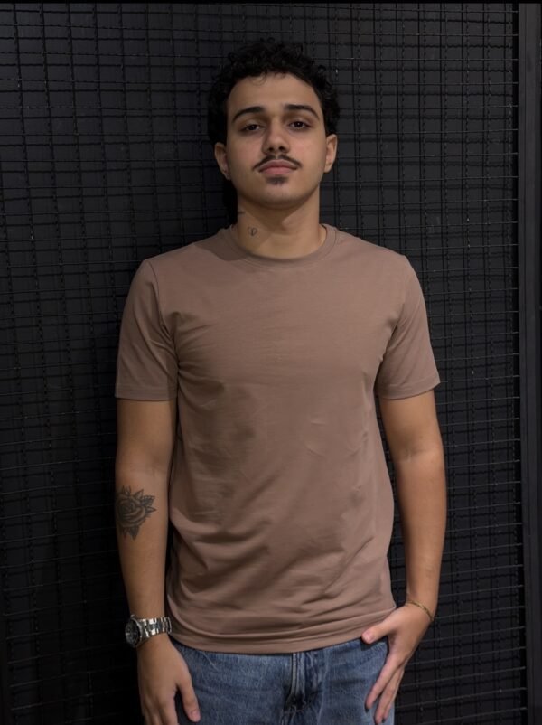 Camiseta Marrom Claro Padrão Zara Masculina