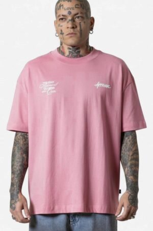 Camiseta Rosa Approve oversized streetwear masculina