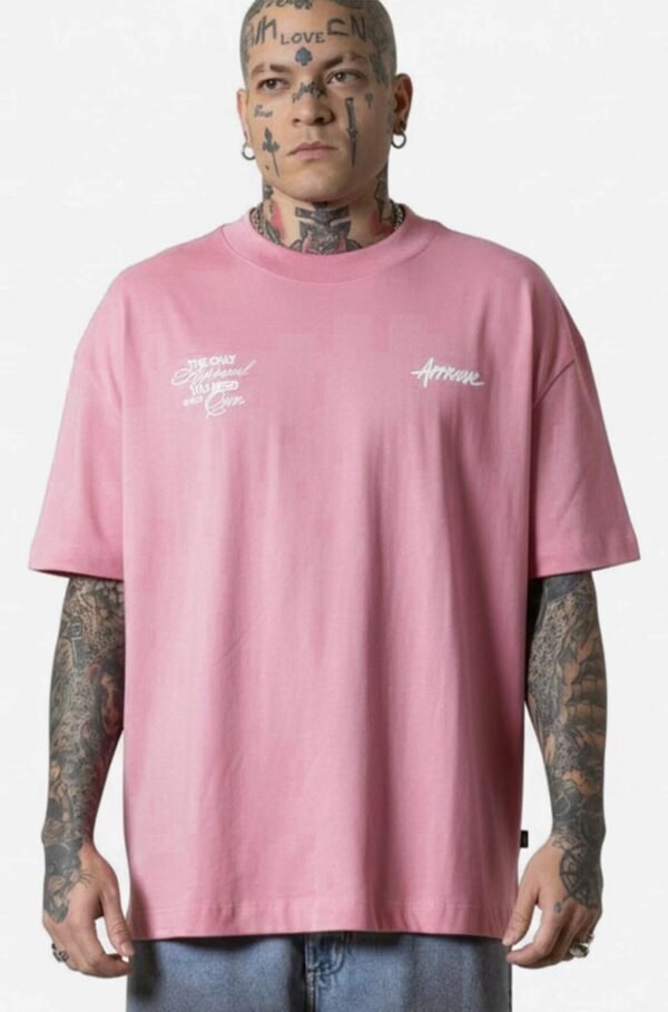 Camiseta Rosa Approve oversized streetwear masculina