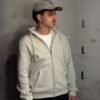 Moletom Zíper Streetwear Cinza Gelo Moletom Cinza Gelo Zíper Streetwear Masculina