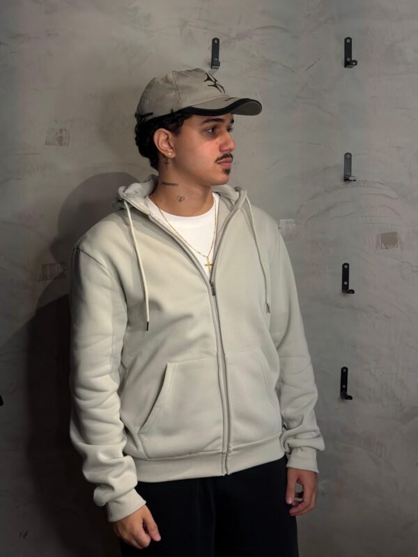 Moletom Zíper Streetwear Cinza Gelo Moletom Cinza Gelo Zíper Streetwear Masculina