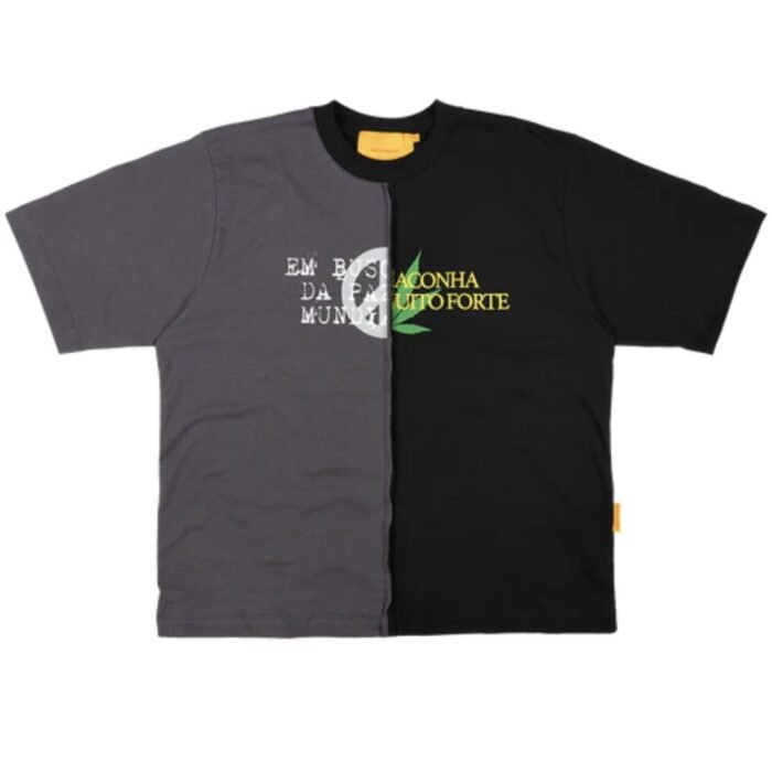 CAMISETA MAD MEIO A MEIO ( PRETO E CINZA)