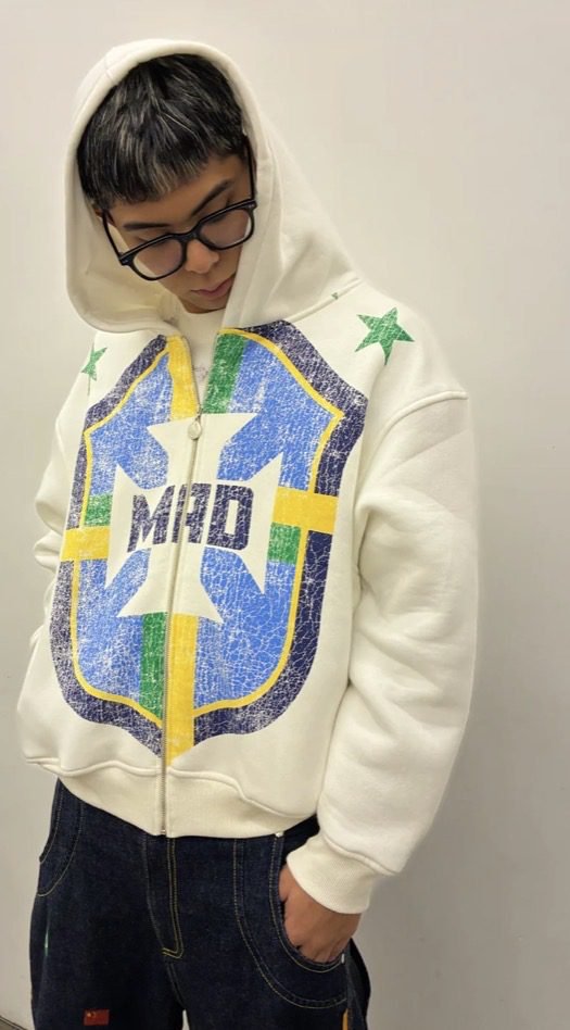 MOLETOM MAD FACEZIP SELEÇÃO OFF WHITE