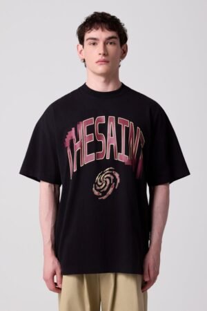 T-SHIRT THESAINT OVERSIZED TIME MACHINE BLACK