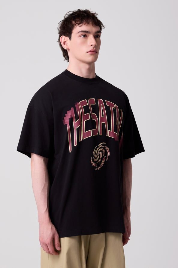 T-SHIRT THESAINT OVERSIZED TIME MACHINE BLACK