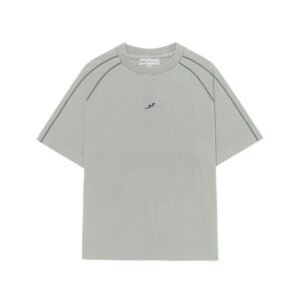 CAMISETA BARRA CREW RECORTADA "B GARÇA" VERDE ESTONADA
