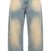 Calça Jeans Baggy com Estonado Amarelado