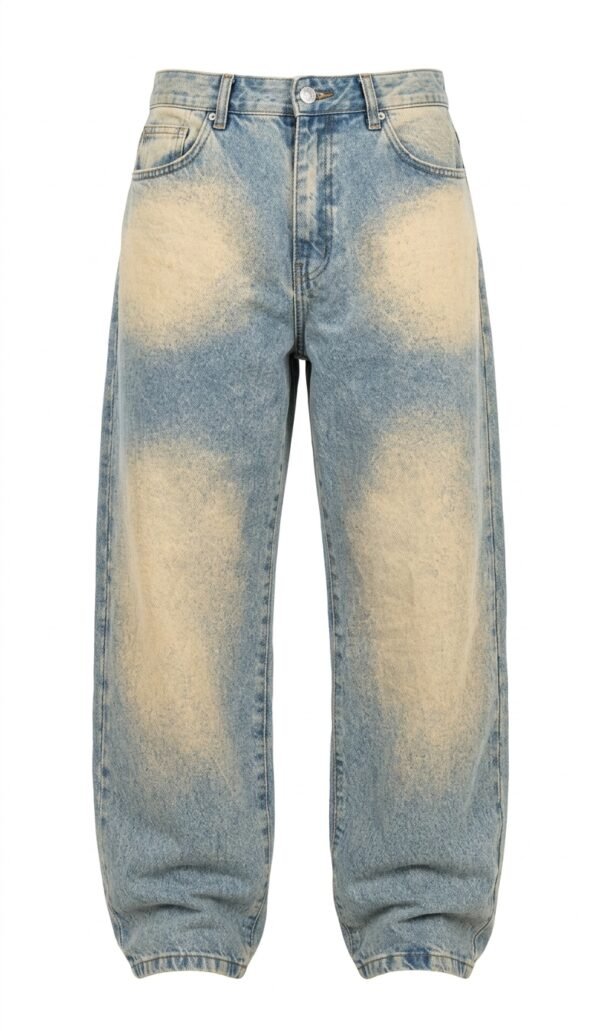 Calça Jeans Baggy com Estonado Amarelado