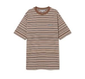 CAMISETA LISTRADA "BARRA LOGO" BEGE
